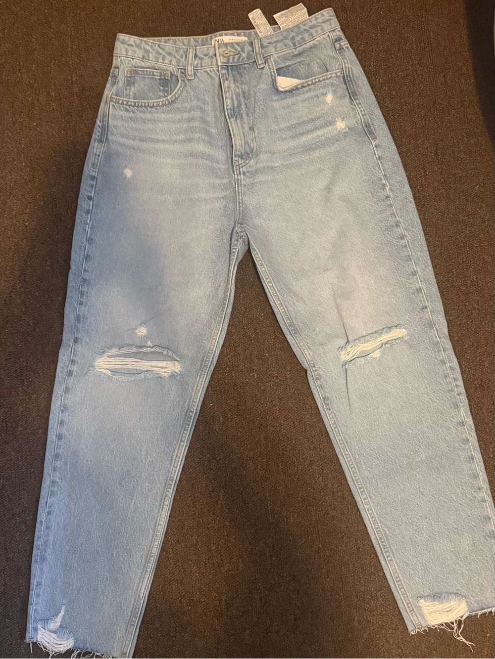 ZARA Light Wash Distressed Straight Leg Jeans – US 10 / EU 42 – New Without Tags